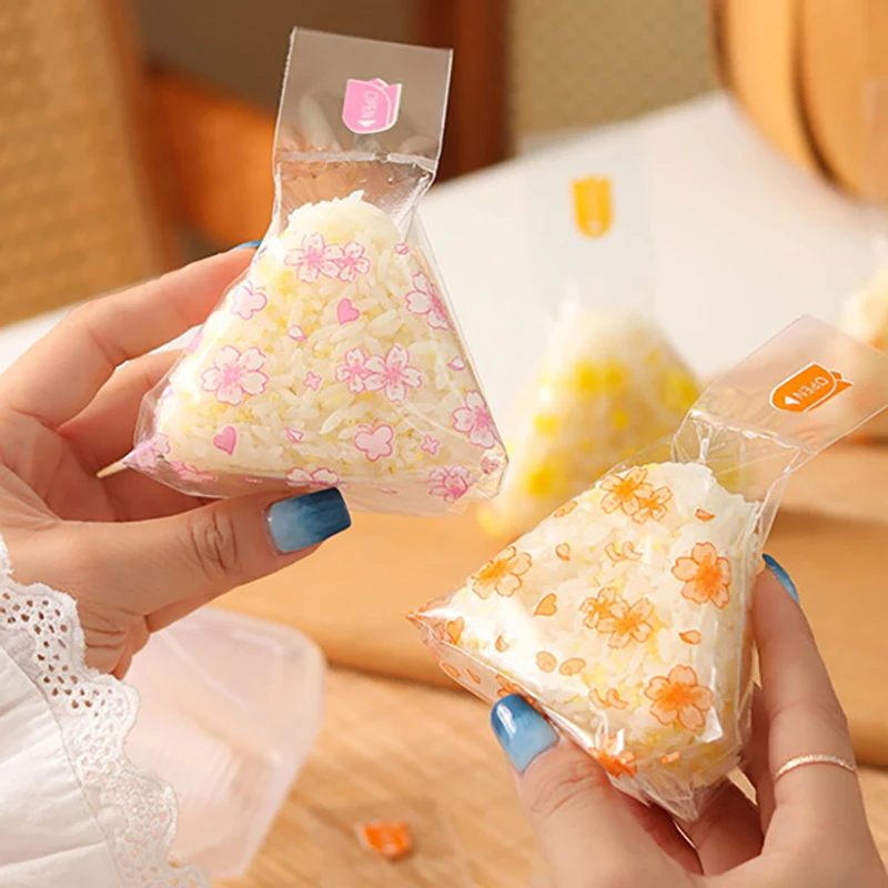 50 stücke Kirschblüten Dreieck Reis Ball Verpackung Tasche Nori Algen Onigiri Sushi Tasche Sushi, Der Form Werkzeuge Bento Zubehör