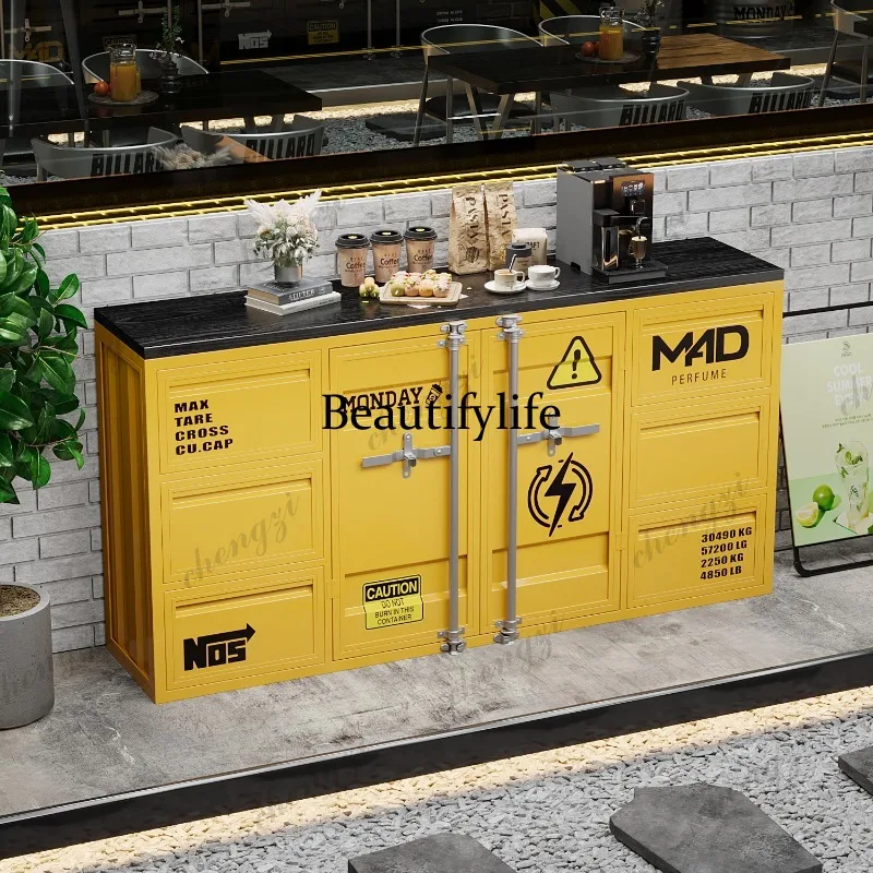 Industrial style sideboard, American-style wall-mounted storage cabinet, industrial-style kitchen storage ironwork side cabinet