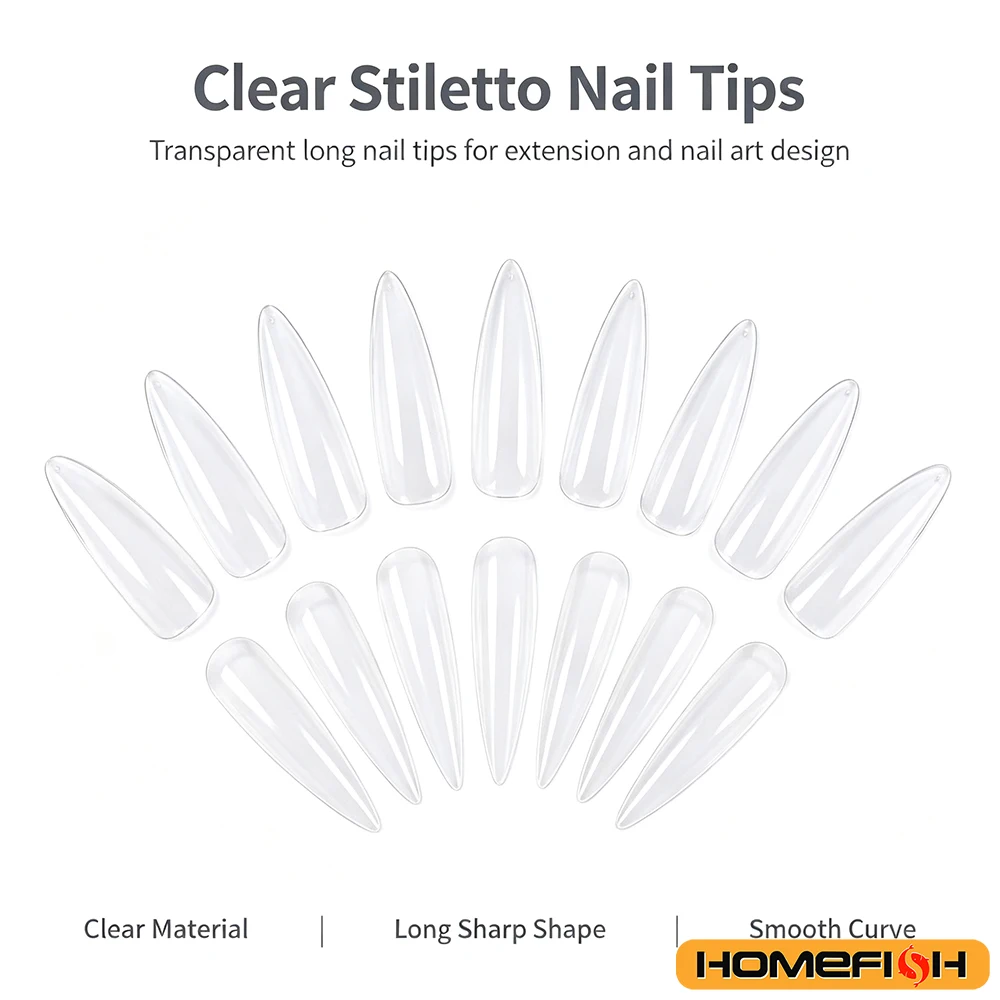 120/240 Stück XL Stiletto Gel X Nagelspitzen, transparente künstliche Nägel, extra lange Stiletto-Nägel, vollständige Abdeckung, Werkzeug zur künstlichen Nagelverlängerung – Detail 3