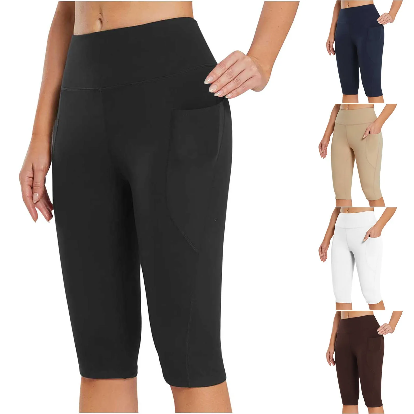 

3/4 Yoga Pants women Calf-length Pants Capri Pant Sport leggings Women Fitness Yoga Gym High Waist Leggins Black