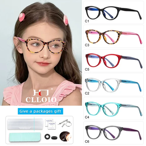 Imagen 1 del producto CLLOIO, nuevas gafas con bloqueo de luz azul para niños y niñas, gafas cuadradas con montura antiluz azul, gafas graduadas para miopía por ordenador