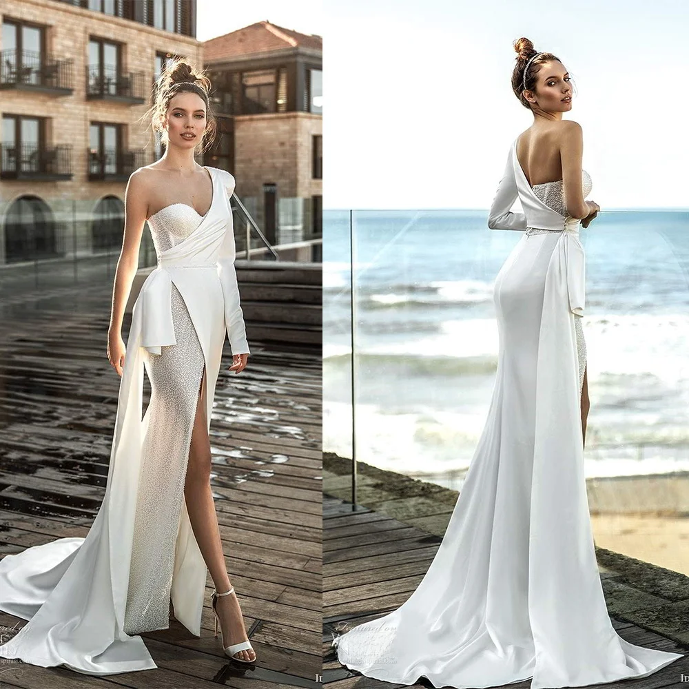 فستان سهرة نسائي بتصميم أنيق من قطعتين مع تطريز لامع، فستان طويل بخط عنق عميق على شكل حرف V، مثالي لحفلات الزفاف والمناسبات ا...