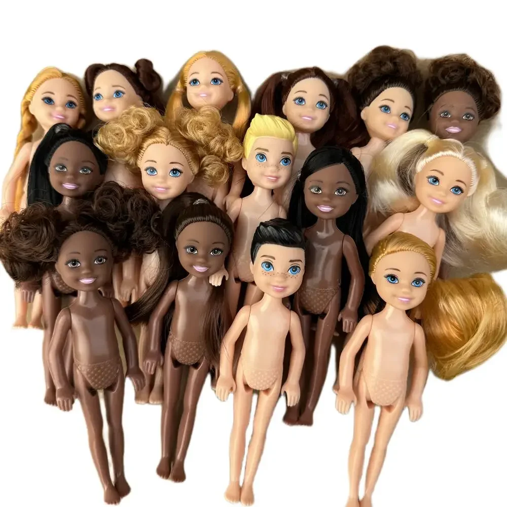 

13cm Mini Kelly 5-inch Little Boy Dark Ordinary Skin Naked Body Black Male Doll Reborn Bjd 1/12 Toys for Girls Blonde Black Hair