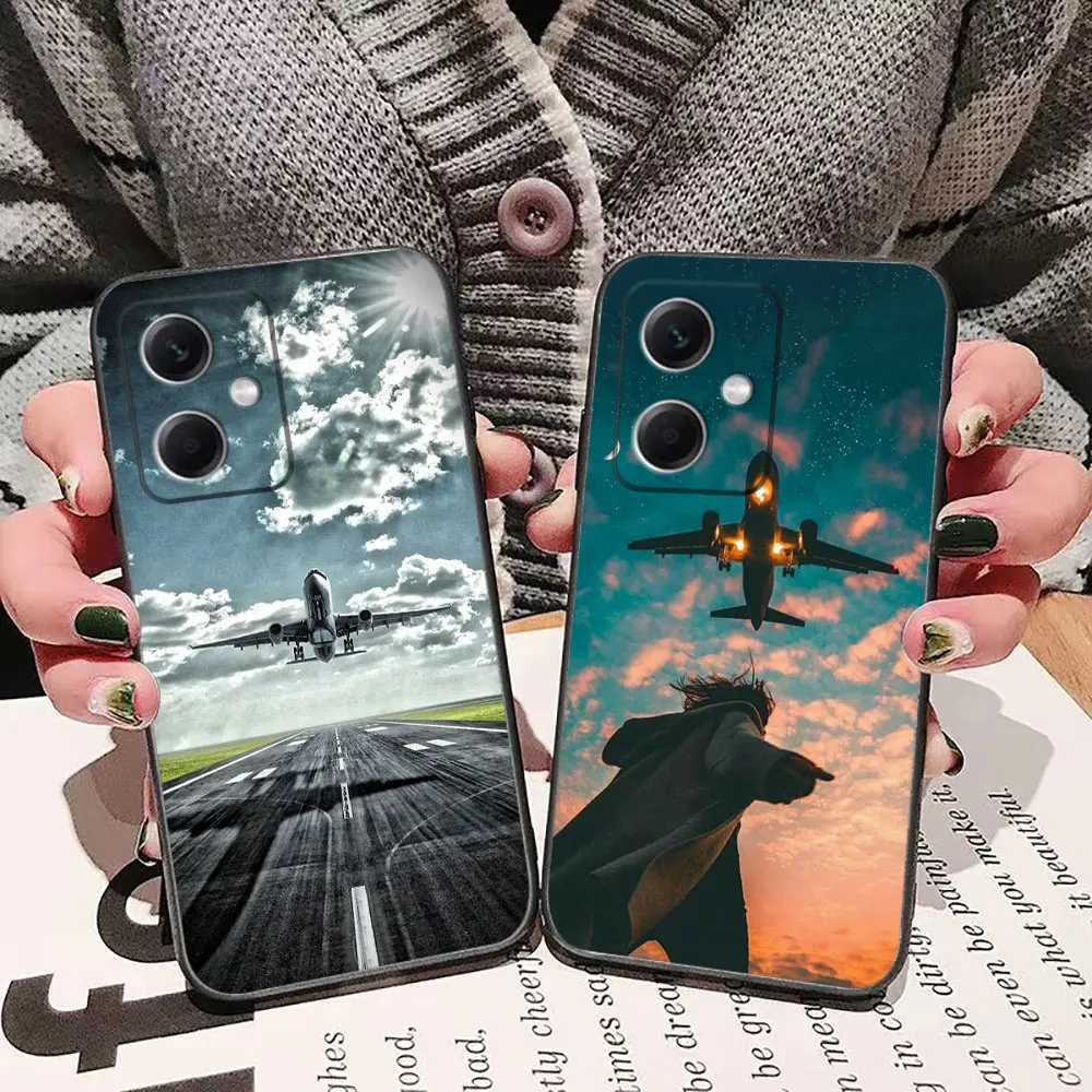 World Travel Airplan Plane Phone Case For Redmi Note 13 12 12S 11 11T 11S 10 9T 9S 9 8 8T 7 6 Pro 5G 4G Case Funda Shell Capa