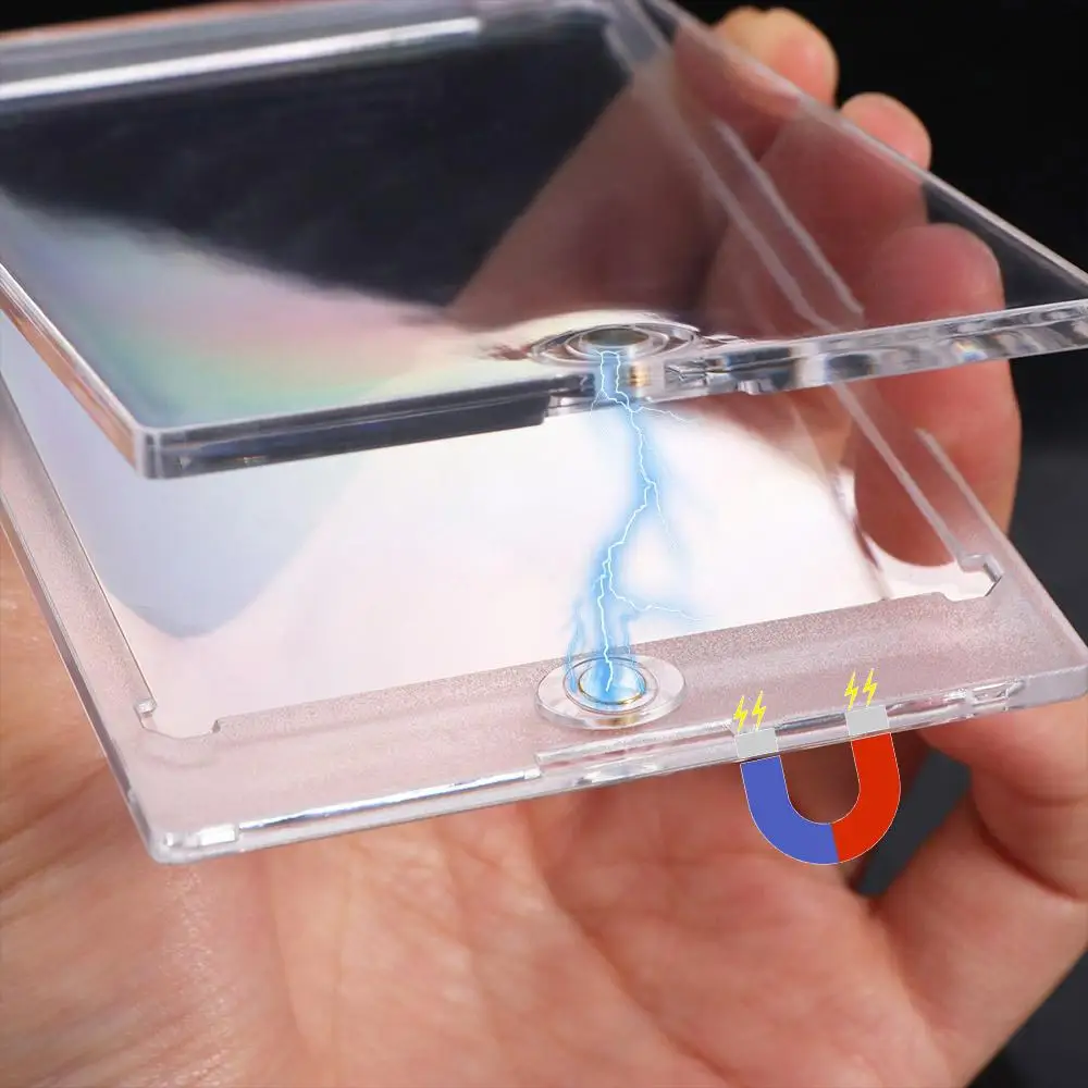 

35PT Magnetic Card Holder Hard Plastic Clear Sports Star Cards Case UV Prevention Acrylic Cards Protectors Yugioh