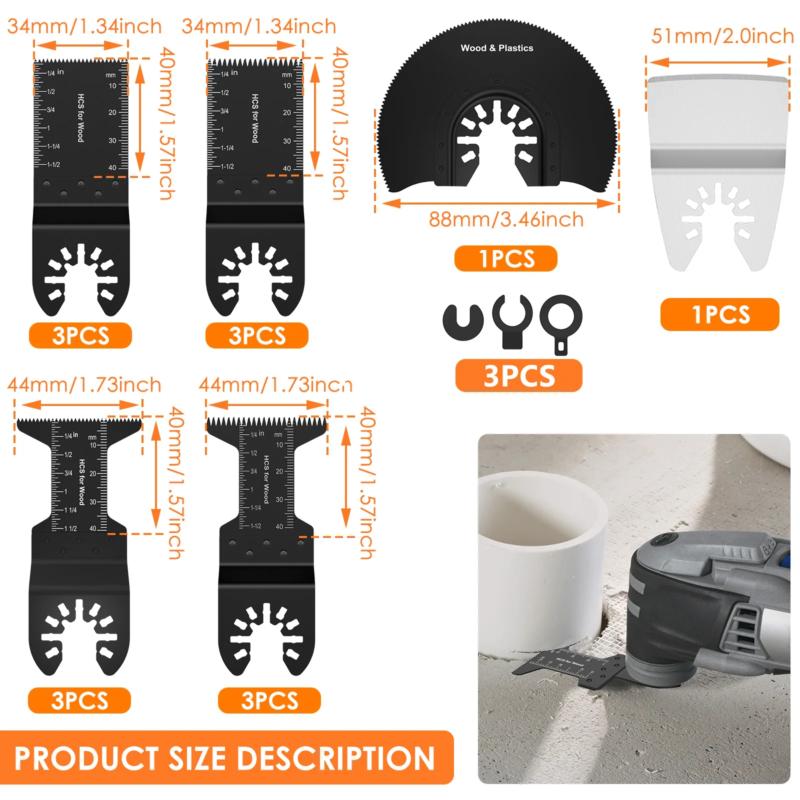 Imagem -02 - Ferramenta Oscilante Universal Lâminas de Serra de Liberação Rápida Multiferramenta para Madeira Metal Plásticos 14 Pcs Pcs