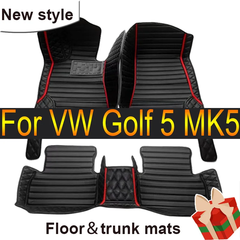 

Кожаные автомобильные коврики на заказ для VW Volkswagen Golf 5 MK5 2004 2005 2006 2007, коврики, коврики, подкладки для ног, аксессуары