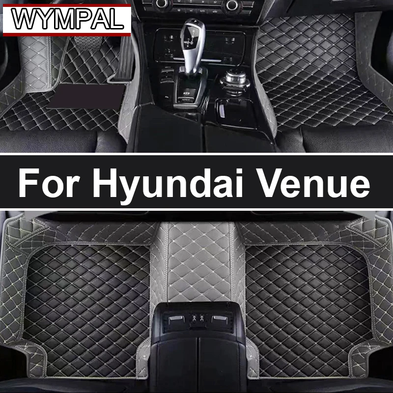 Car Floor Mats For Hyundai Venue QX 2020 2021 2022 2023 Luxury Mat Protective Pad Leather Rugs Anti Dirty Carpets Accessories