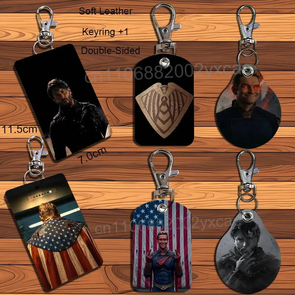 Laser eye Homelander Superpower Soldier Boy ID Card Case Keychain Access Card Bag Key Tag Ring Leather Card Holder Key Ring