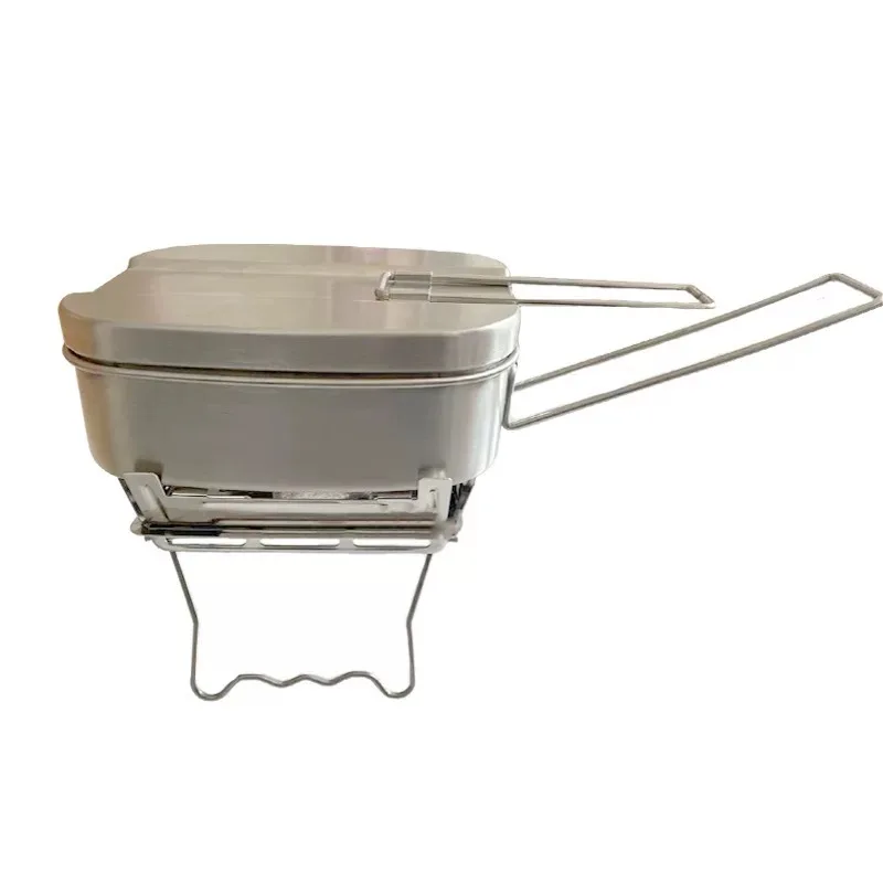 

1 Person Outdoor Military Mess Kit Camping Hiking Cookware Tool Bag Stainless Steel Mess Tin Aluminum Stove Camouflage Bag Set