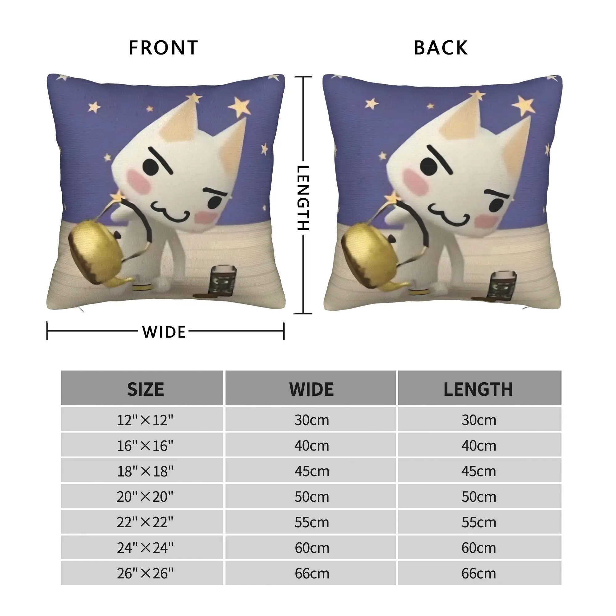 Toro Inoue Cat Square Pillow Cases Kawaii Neko Cushion Covers Funny Zippered Decor Pillowcase for Car 18