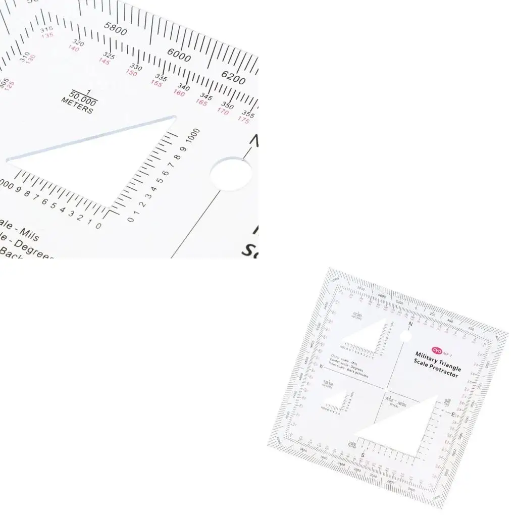  Multifunctional Coordinate Scale Outdoor Survival Supplies for MGRS/USNG 5x5Inch