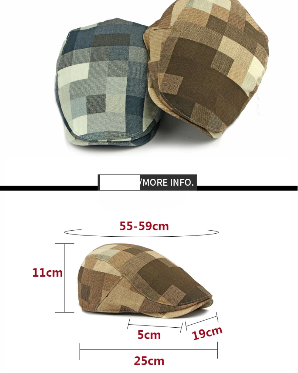 HT5062 Baskenmützen 2026 Frühling Herbst Kappen für Herren Damen Künstler Maler Baskenmütze Herren Damen Ivy Flat Cap Verstellbare Karierte Baskenmütze – Detail 3