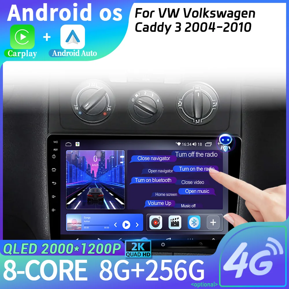 

Android 14 For VW Volkswagen Caddy 3 2004-2010 2DIN WIFI Wireless Carplay Stereo Screen Car Radio Multimedia Navigation