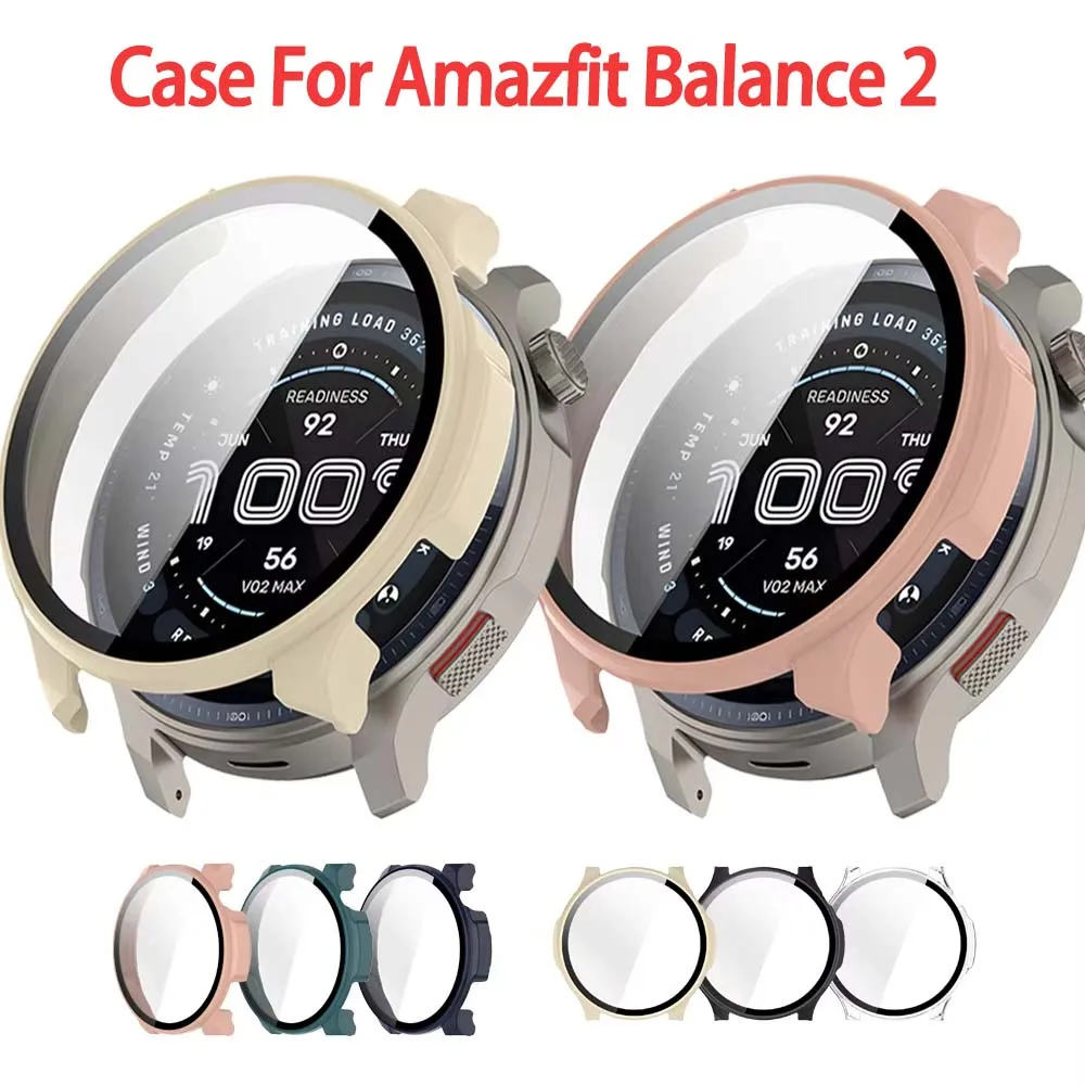Capa protetora feita de vidro temperado para smartwatch amazfit balance 2, capa protetora para tela, acessórios