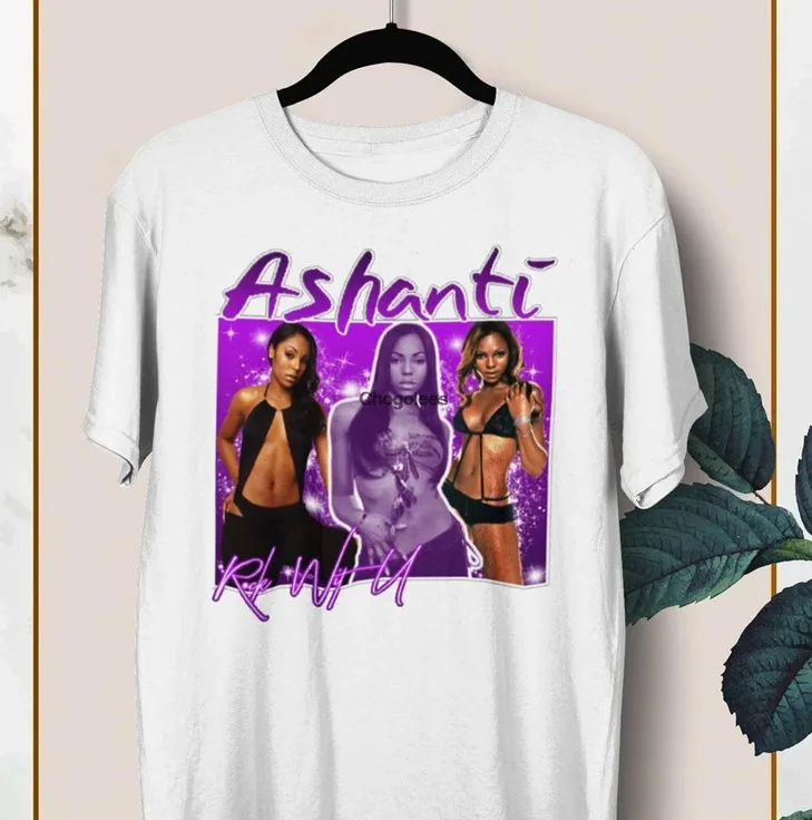 

VTG Ashanti T-shirt White Short Sleeve All Sizes S-5XL shirt fan 1F16