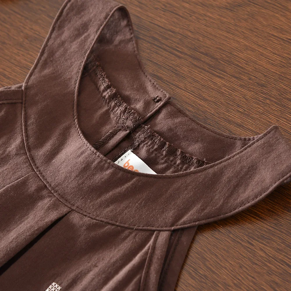 Koreanische Version Modische Blumenstickerei Kinderkleidung Mädchen-Set Gelbes Ärmelloses Neckholder-Top + Weiße Freizeithose – Detail 4