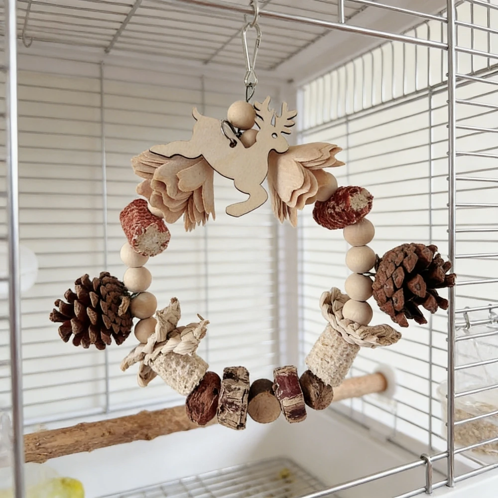 

Bird Parrot Chewing Toy Wooden Blocks Cage Fun Toy for Climbing Biting Wooden Knots Chew Toys Cage Supplies Bird Accessories