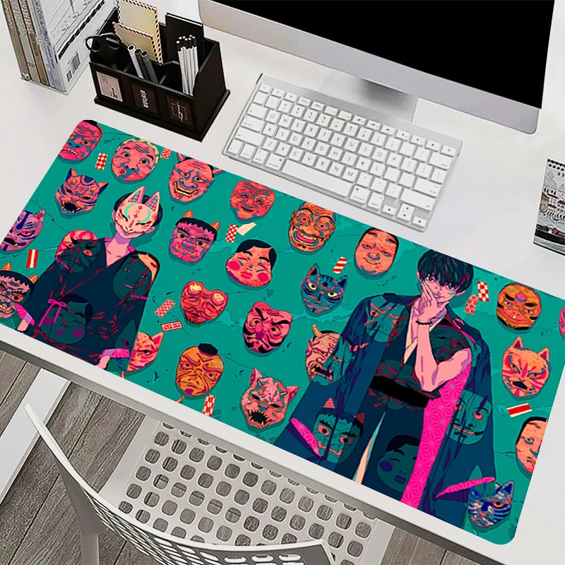 Devil Oni Mask Mouse Pad Non-Slip Gamer Keyboard Desk mat Carpet PC Computer Gaming Accessories HD Print Anime Extended Mousepad
