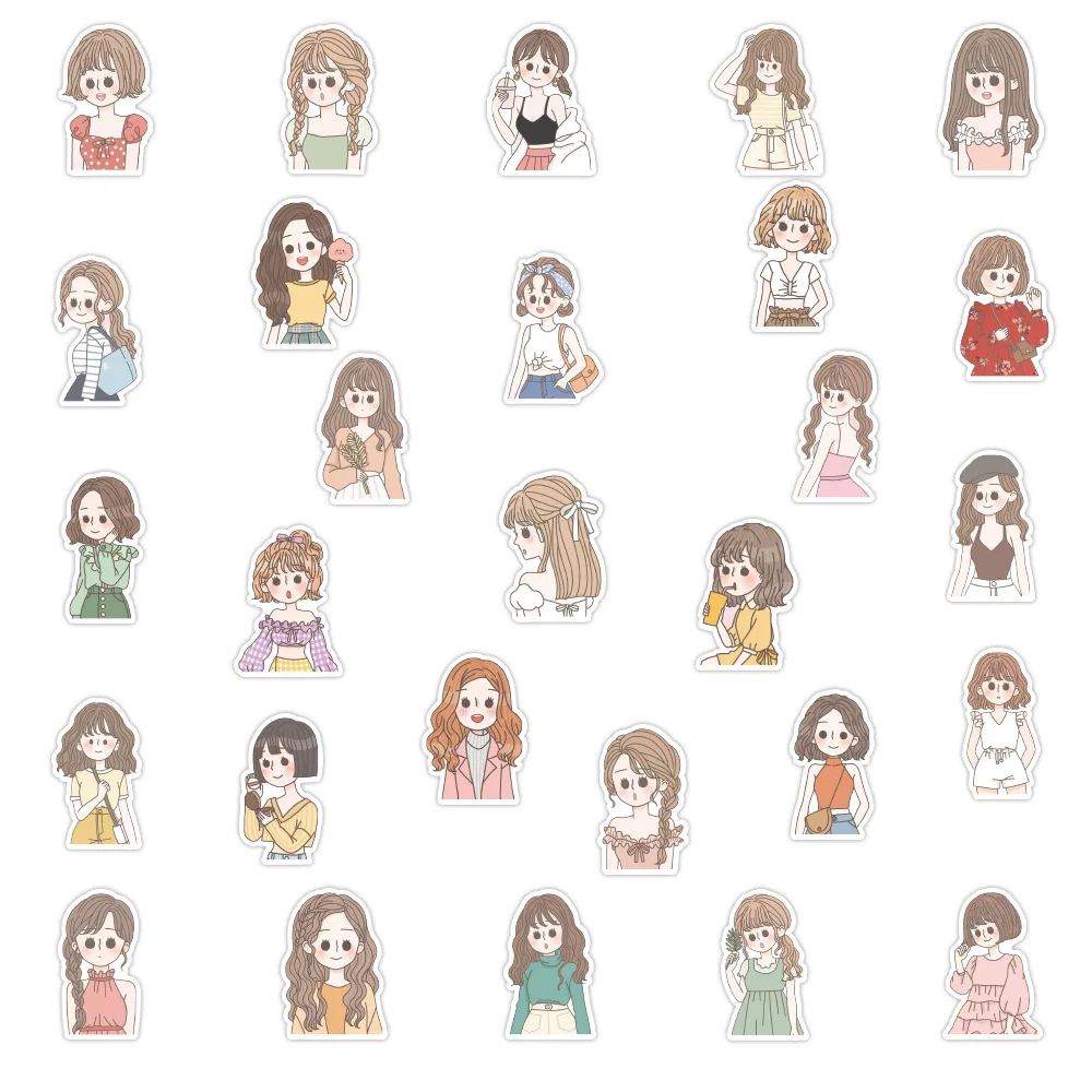 10/30/60 قطعة الكرتون فتاة الهريس حتى ملصق لطيف جمع الكتابة على الجدران مقاوم للماء الأمتعة مقصورة دمية ملصقات ديكور لتزيين الغرف