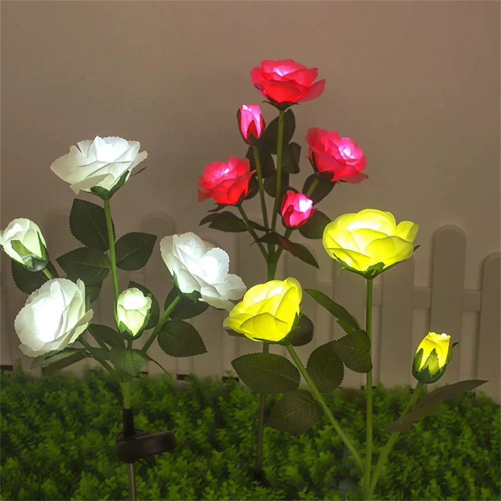 

Rose Flower Artificial Solar LED Lawn Lamp Fairy Summer Wedding Party Outdoor Patio Holiday Garden Ramadan Decoration Lights