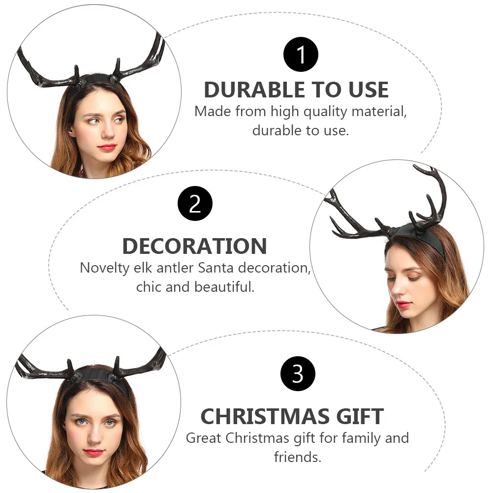 

1Pcs Christmas Hairband Elk Antler Headpiece Reindeer Costume Hair Hoop Party Photography Props Xmas Accessories