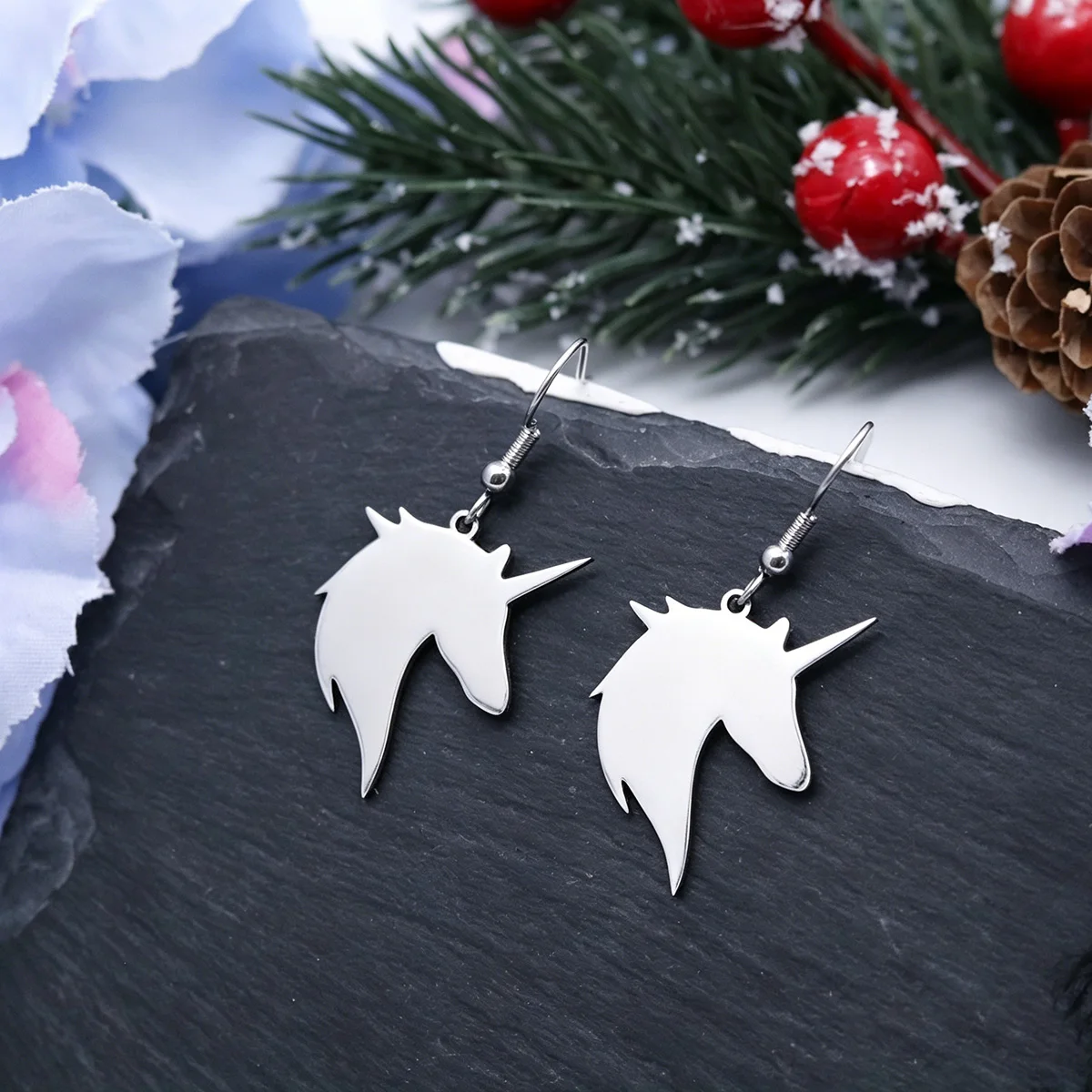 Chandler Unicorn Head Dangle Earrings For Women Girls Stainless Steel Animal Pattern Drop Earring Jewelry Gift For Girlfriend