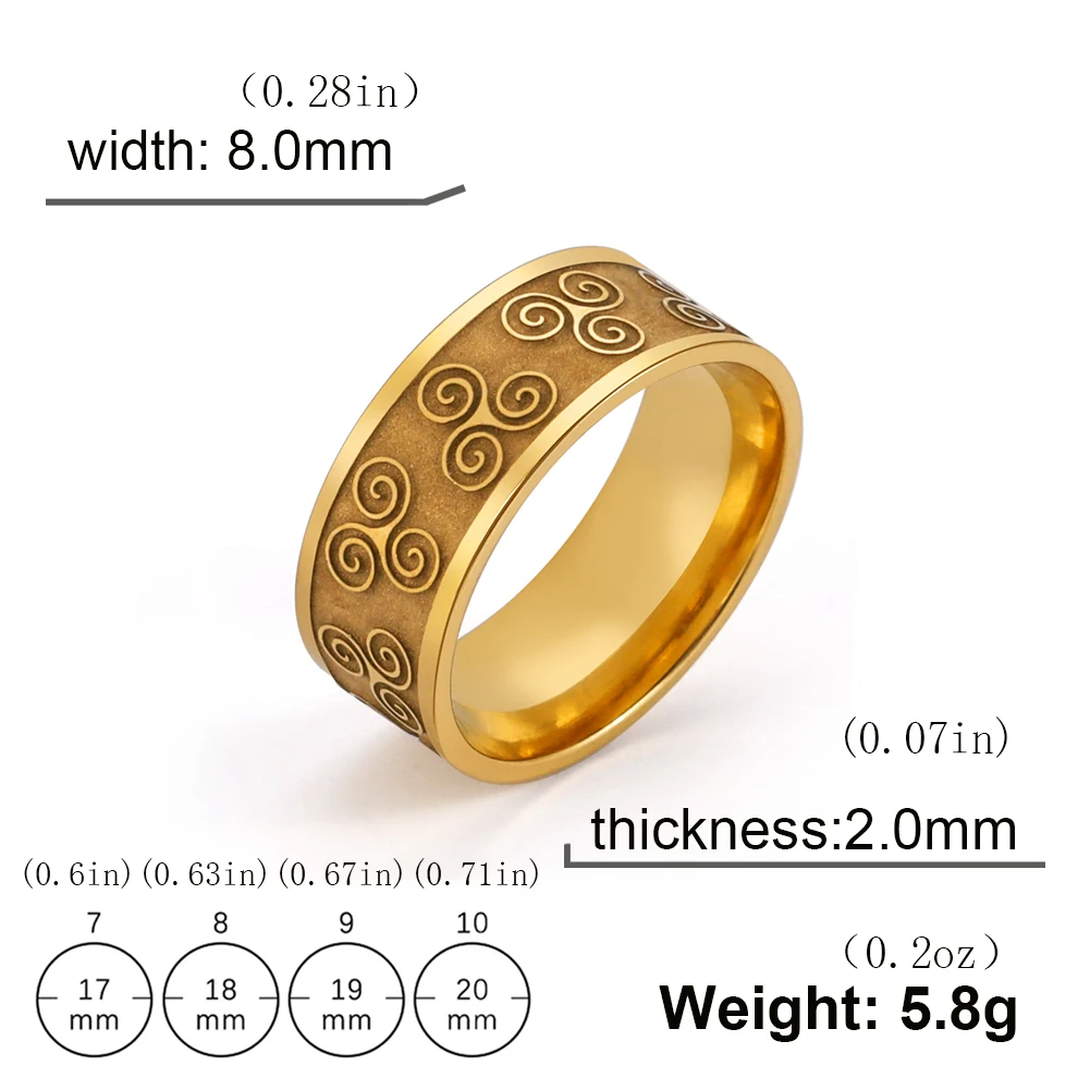 Skyrim Ring Triskele Triskelion Stainless Steel Triple Spiral Amulet Rings Vintage Jewelry Gift for Men Women Lover