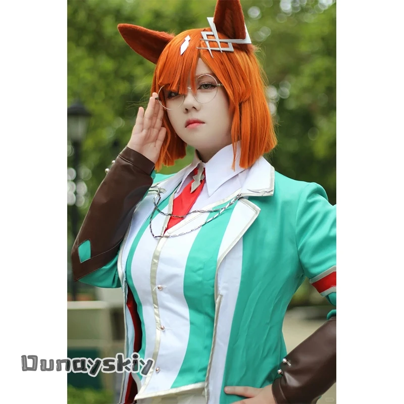 

OHaYo^Uma Musume Pretty Derby Ikuno Dictus Cosplay Anime Role Play Hot Set Wig Halloween Stage party Green Coat Top Pants
