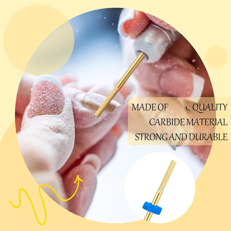 ABVJ-4Pcs Brocas de carburo para uñas Brocas para cutículas Removedor de cutículas eléctrico para manicura de limpieza de uñas, Oro