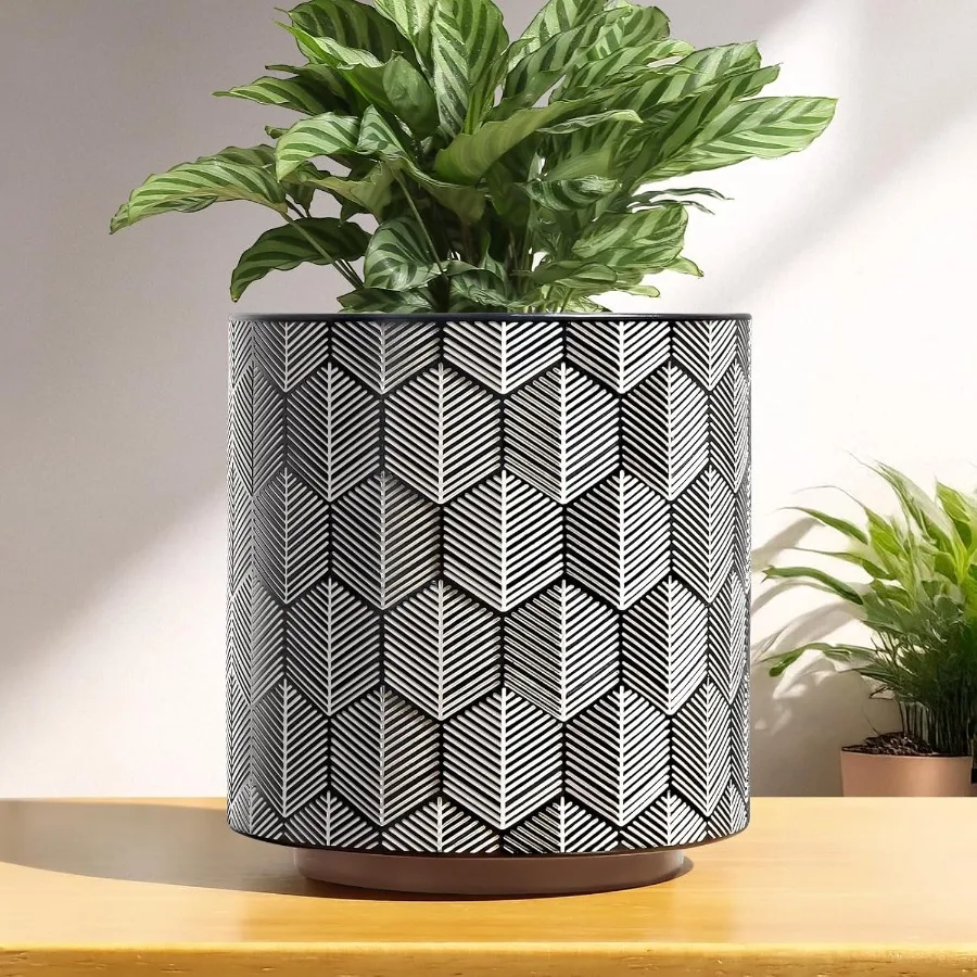 

Plant Pots Hexagonal Pattern Boho Modern Planters for Indoor Plants Unique Drative Flower Planter Pot with Drainage Cute Small