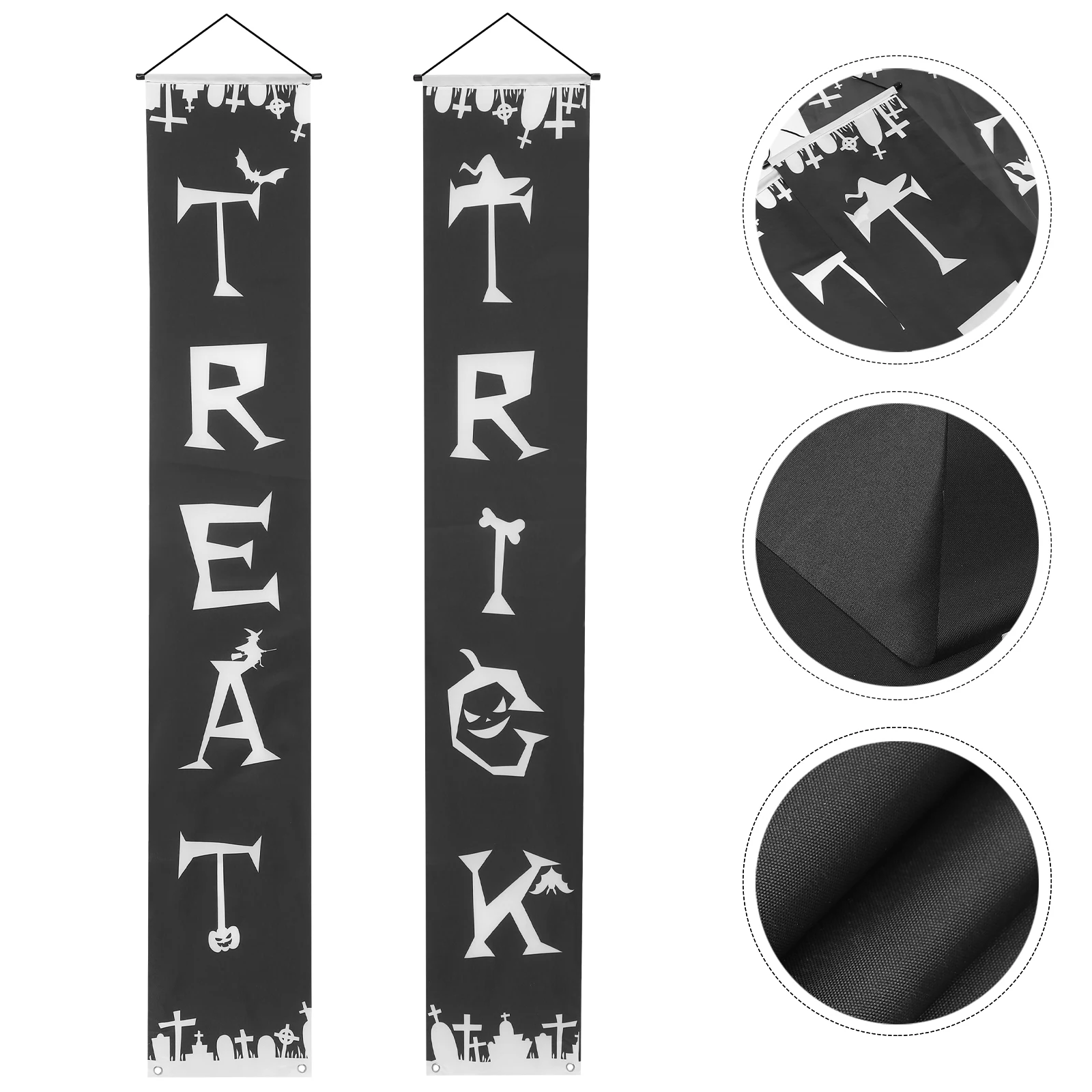 

1 Pair Halloween Door Banners Hanging Couplets Decorative Words Pattern Party Sign Festival Banner Pendant Home Door Decor