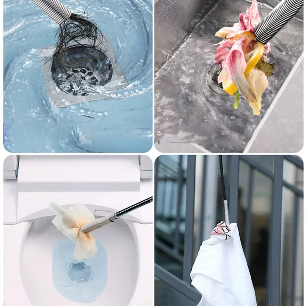 Long Pipe Dredging Brush Bathroom Hair Sewer Sink Cleaning Tool 60/90/160CM Flexible Drain Cleaner Clog Plug Hole Remover Tools