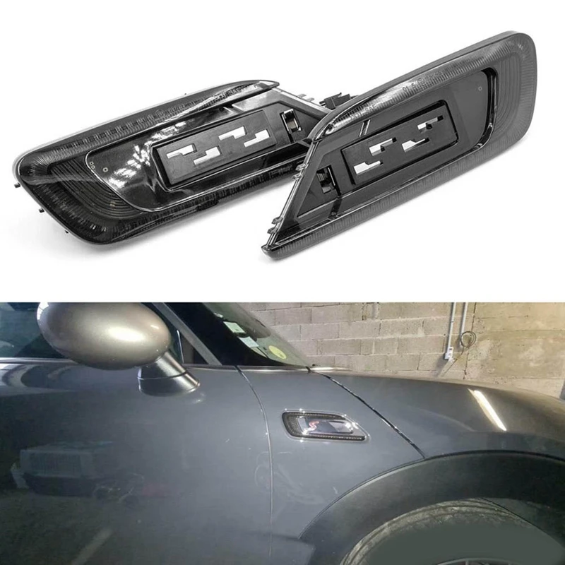 Luz LED de posición lateral dinámica, lámpara de señal de giro para Mini Cooper F54 Clubman 16-23 63137358469,63137358470, negro ahumado