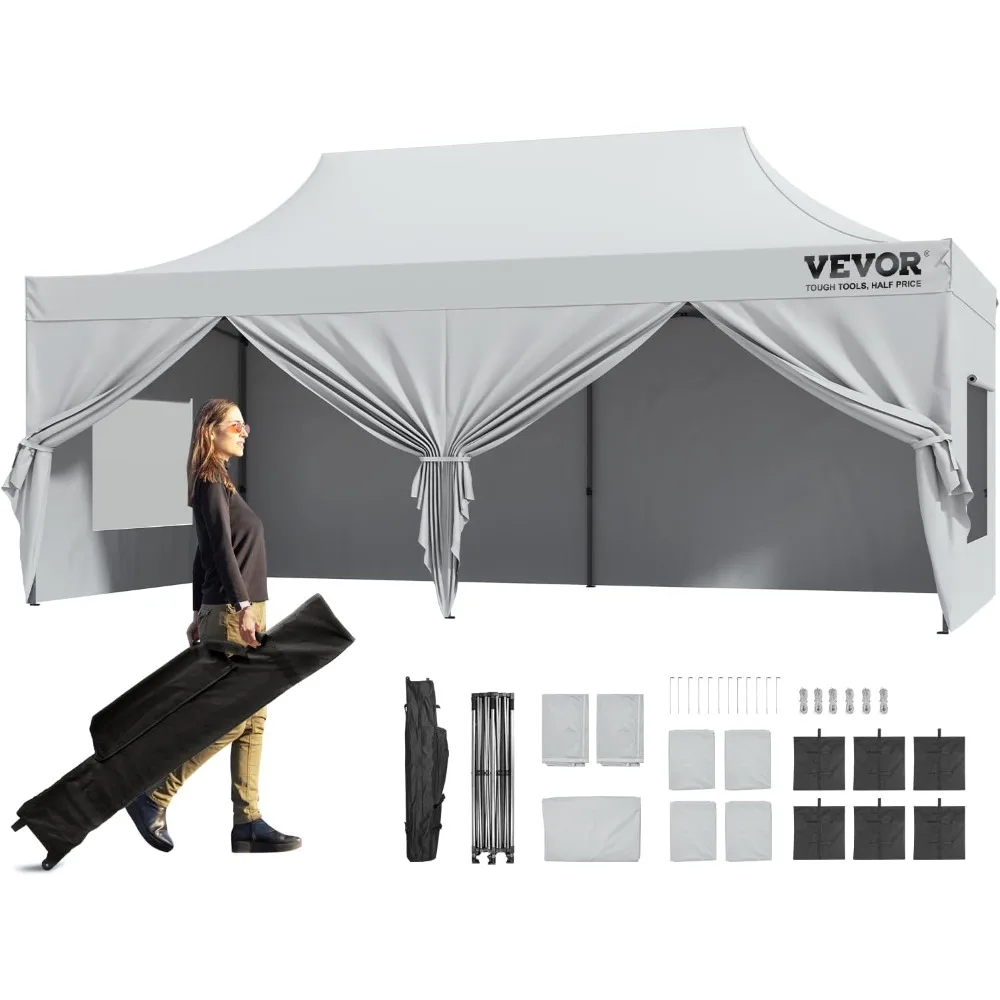 FT Pop Up Canopy with Removable Sidewalls Instant Canopies  Wheeled Bag UV Resistant Waterproof Enclosed  for Outdoor Events