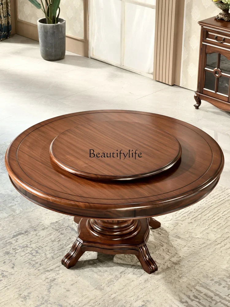 

yj9 American Furniture Dining Table Black Walnut round Household