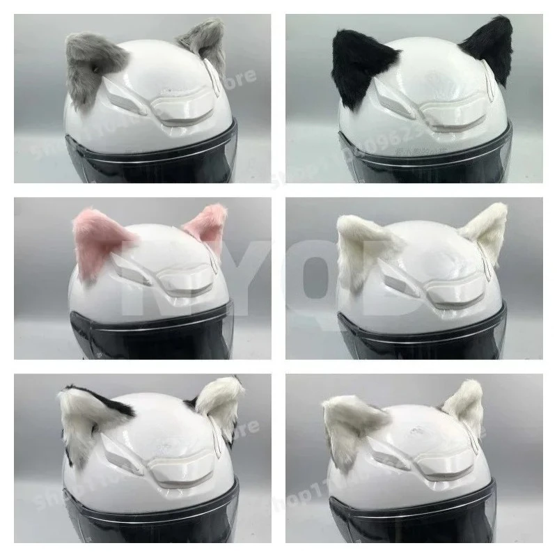 Motorcycle Helmet Cat Ears Decoration Cute Plush Helmet Accessories Applicable To All Helmets Cosplay Styling with Stickers