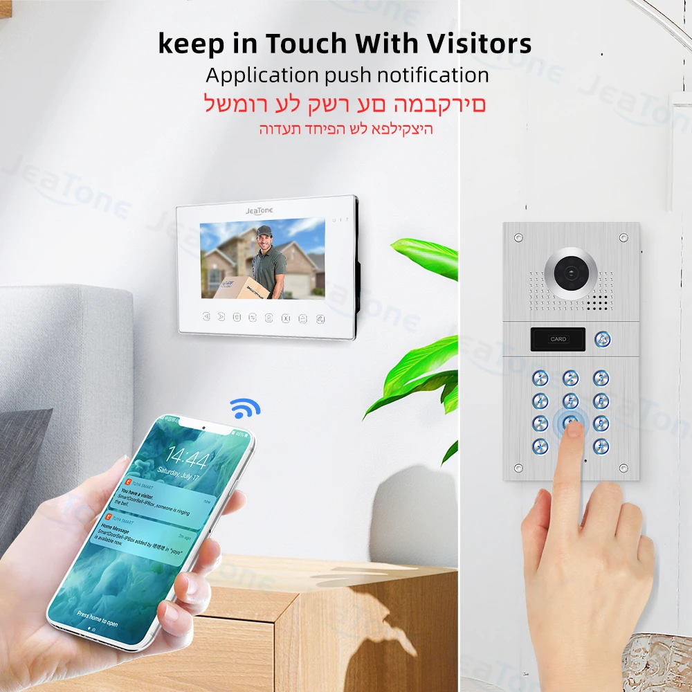 Jeatone-videoportero Video video doorman for home entry phone con teclado de código RFID, 1080P, Tuya, WiFi, timbre, cámara de seguridad para el hogar de 7 pulgadas, sistema de Control de acceso de teléfono y puerta