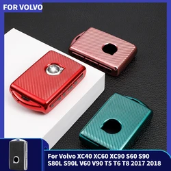 Carbon Fiber TPU Car Key Cover Case Fob Shell for Volvo XC40 XC60 XC90 S60 S90 S80L S90L V60 V90 T5 T6 T8 2017 2018 Accessories
