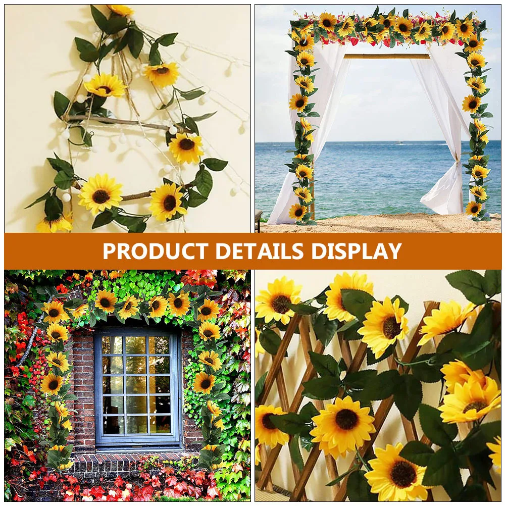 

2Pcs Fake Sunflower Vines Artificial Vine Decor Flexible Twining Vine Scene Decoration for Garden Home Shop Restaurant