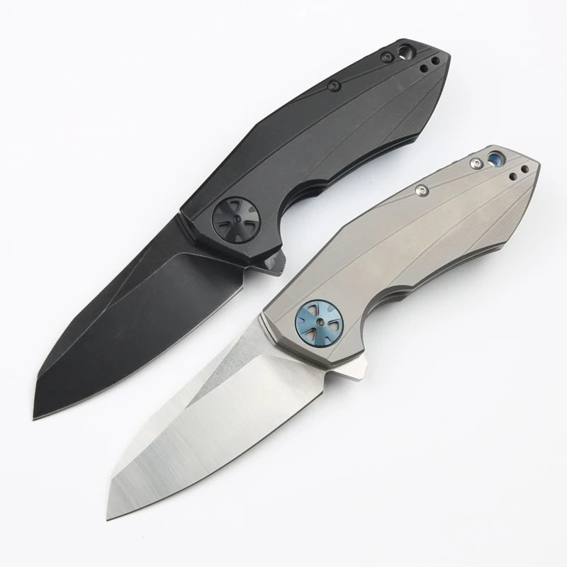 New 0456 Folding Pocket Camping Outdoor Knife D2 Blade TC4 Titanium Alloy Handle Survival Hunting Utility Fruit knives CNC Tools