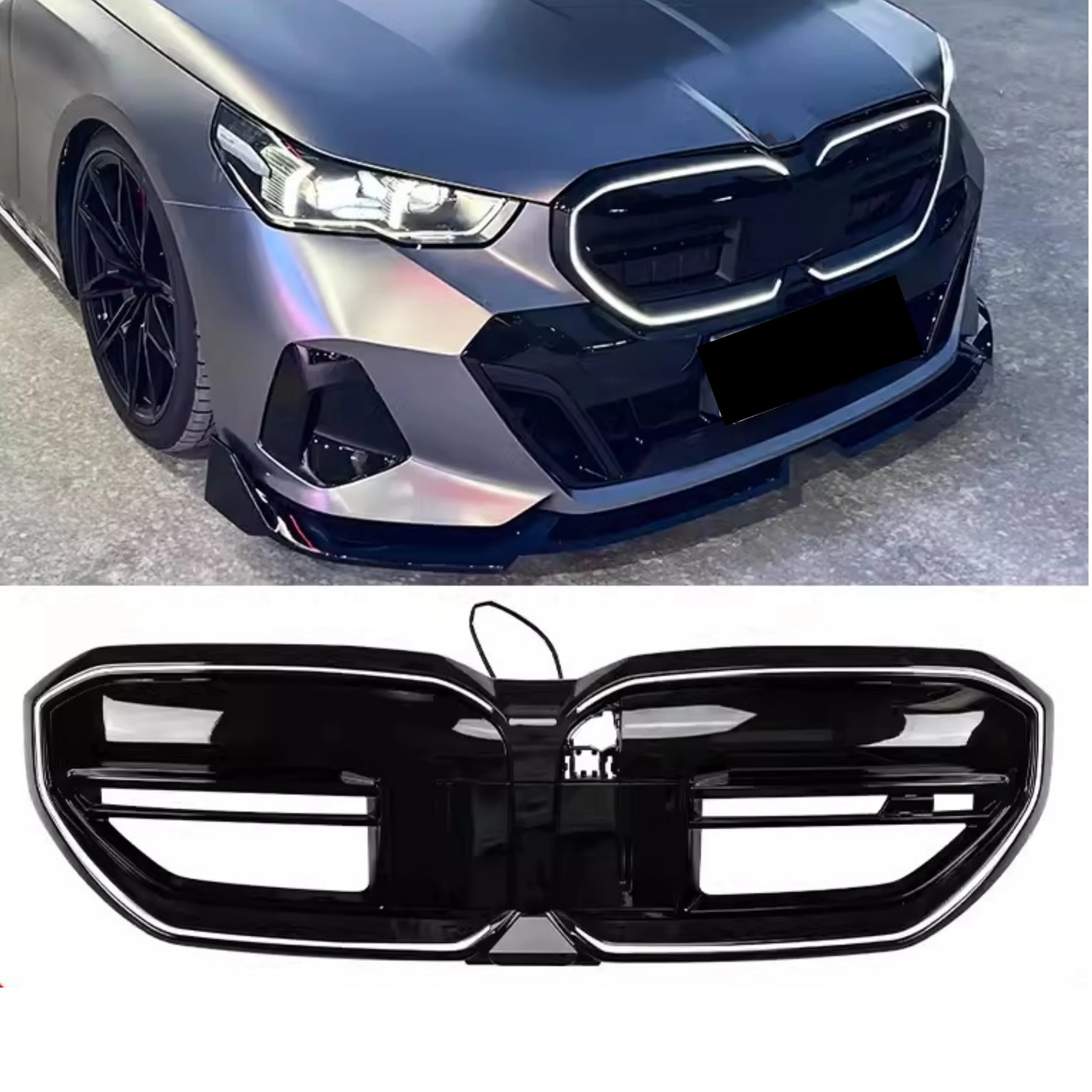 Car Grill for BMW 5 Series G60 G68 i5 2024 modified With light Grille Mask Front bumper net Radiator Body kit Car Accessories