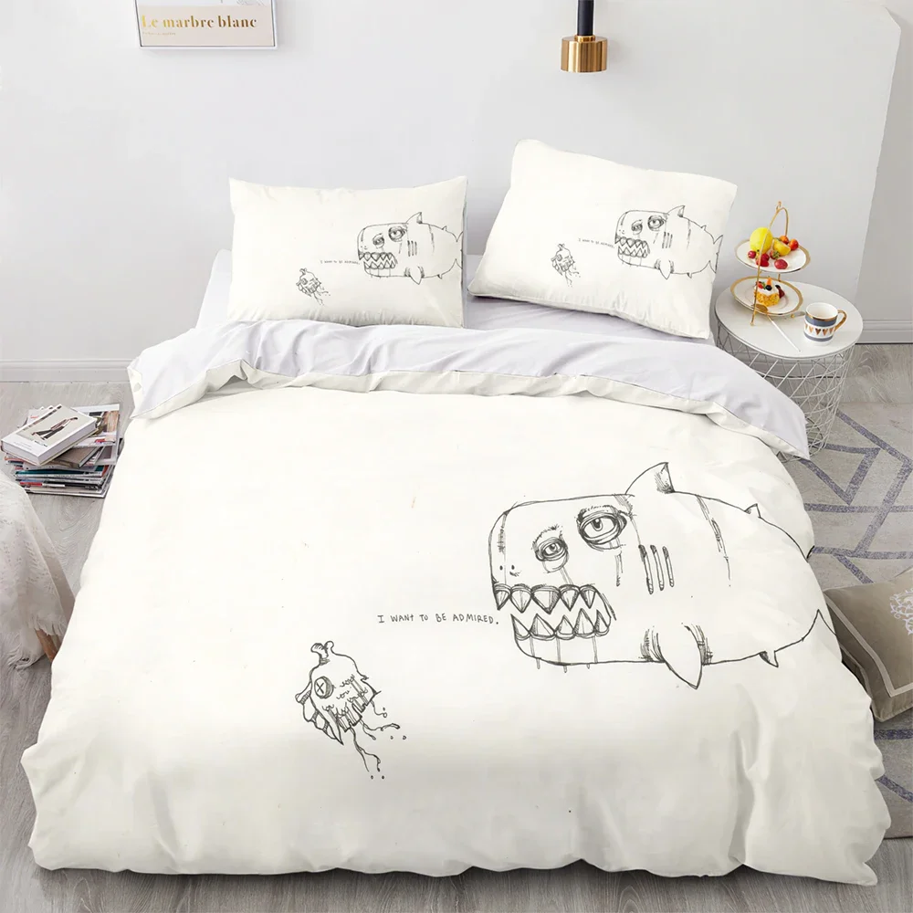 

New Animal Shark Print Bedding Set Single Twin Full Queen King Size Ocean Overlord Bed Set Aldult Kid Bedroom Duvet cover Sets