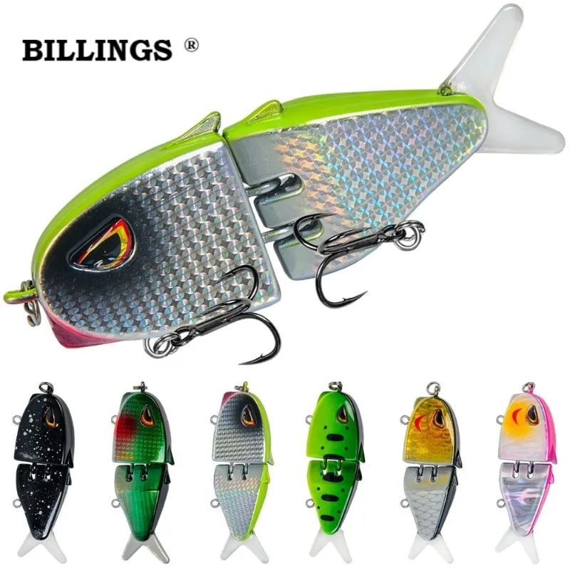 BILLINGS 1pcs 7.5g 6cm Small Multi-Segment Fish-Style Lure, Iridescent Fishing Lure, Black Bass, Slow-Sinking Lure Pesca