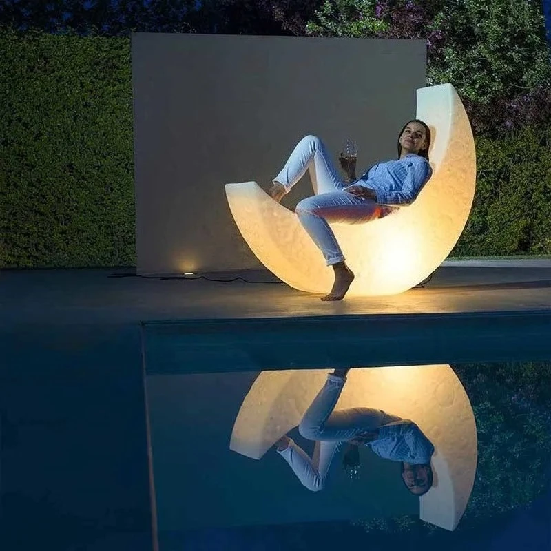 Luminous Moon Lamp Courtyard Lounge Chair Crescent Lighting Atmosphere Floor Lamp Designer Terrace Outdoor Light Sofa Chair
