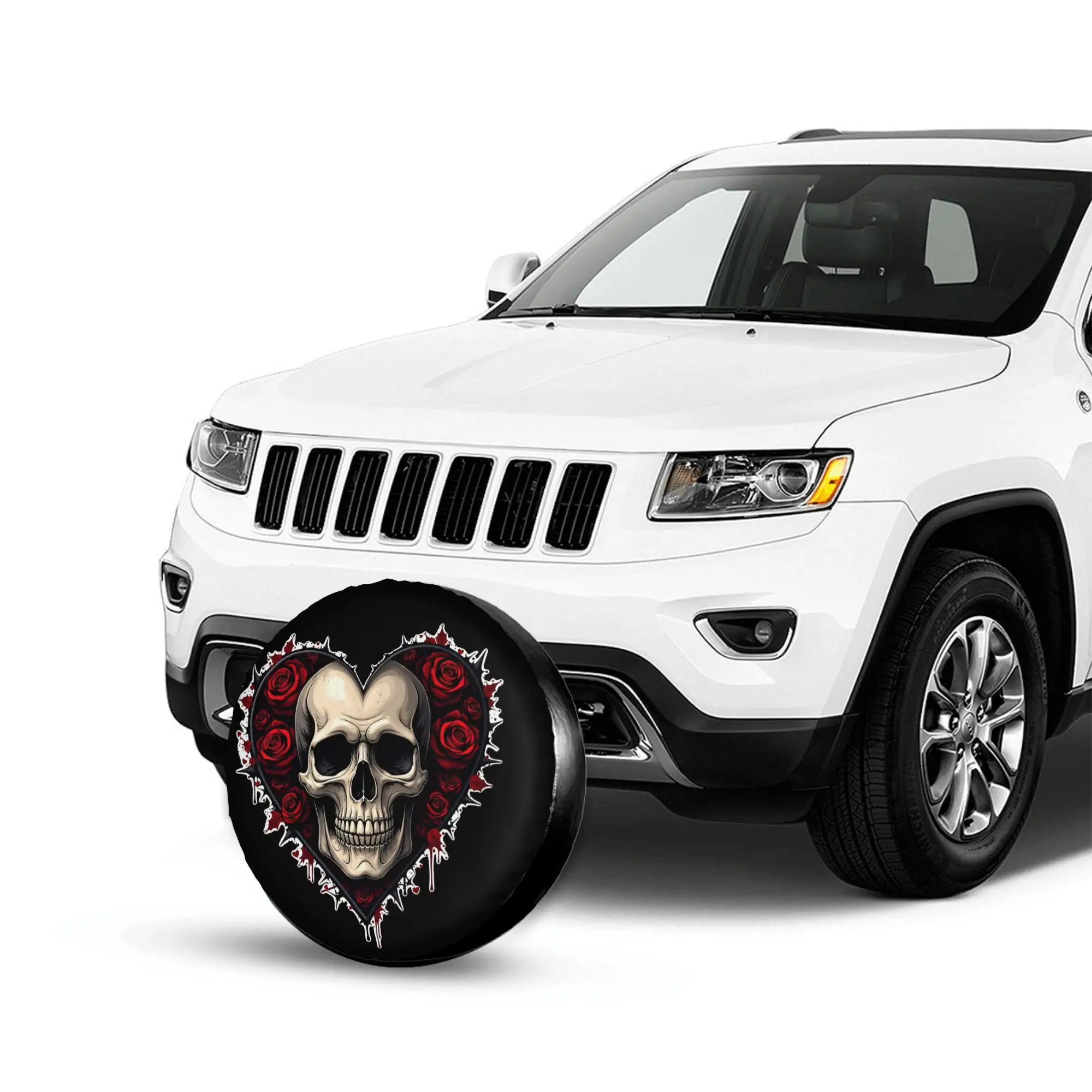 

1pc Love Skeleton Car Spare Tire Protection Cover, Suitable For 14 Inch, 15 Inch, 16 Inch, And 17 Inch Tires, Suitable For Jeeps