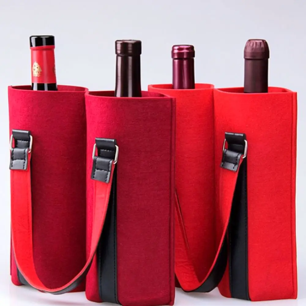Elegante Filz-Weintasche, verdickte Schutzhülle, Flaschenorganizer für Picknick, Feier, Abendessen, Party, Geschenk, Dekoration