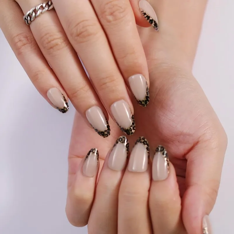 

24Pcs Pink French Style Fake Nails Short Almond False Press on Nails Sweet Korean Fashion False Nail for Women Girl