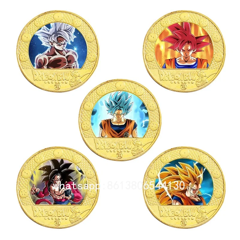 Japan Anime Dragon Ball Commemorative Gold Coins Various Characters Metal Collection Coins Cartoon Figure Souvenir Gift for Fans