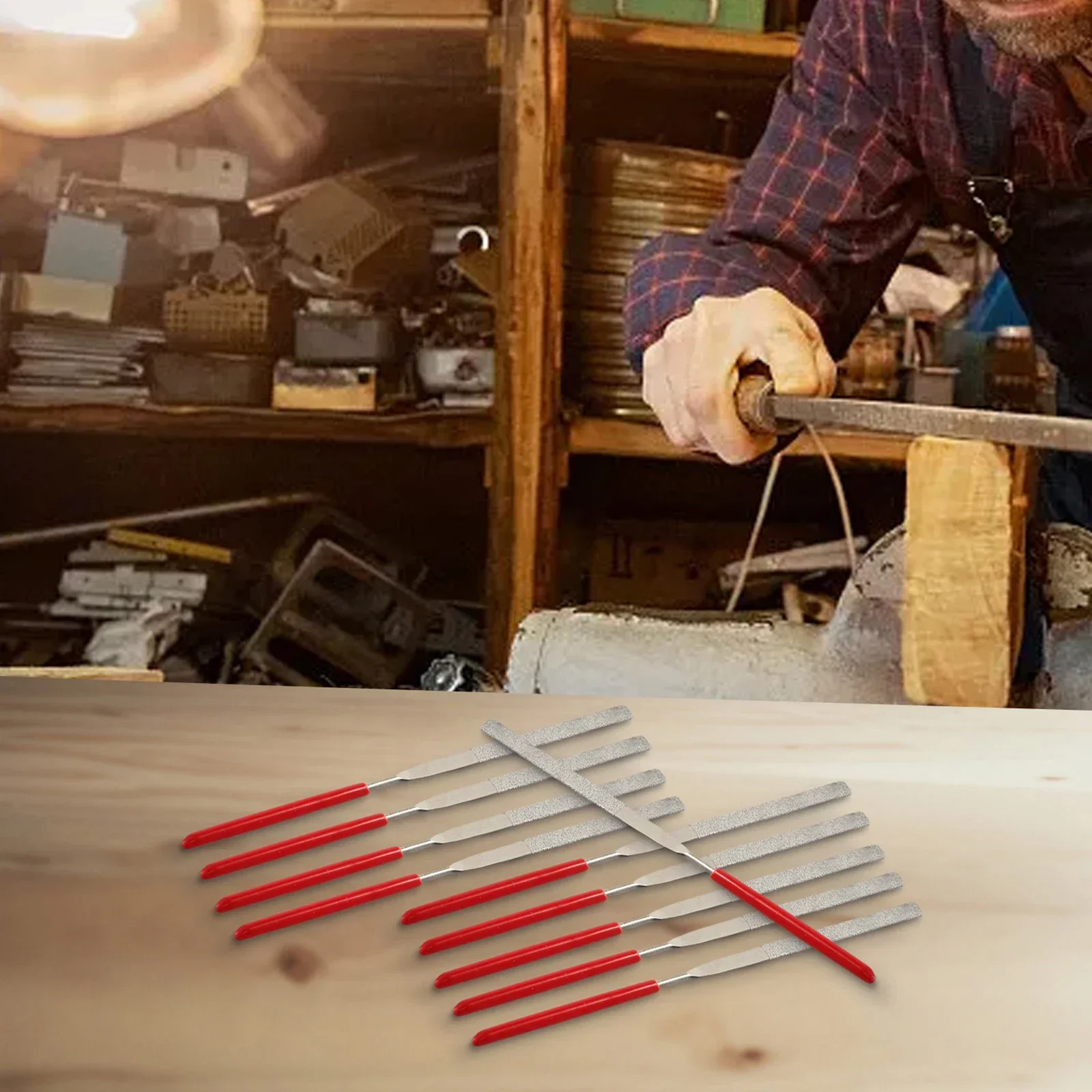 Indoor Mini Needle Files Needle Files Set 3*140mm 10 Pcs/Set Grinding Red+Silver High Quality Long Service Life